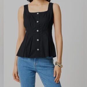 J. Crew Factory Black Button-Front Top